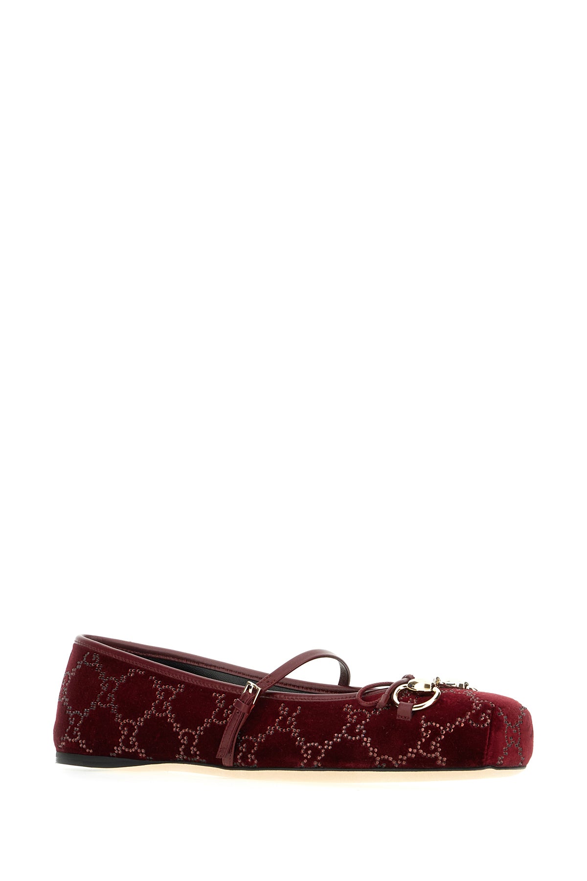 Gucci Ballerine in velluto rosso tiziano, view 2