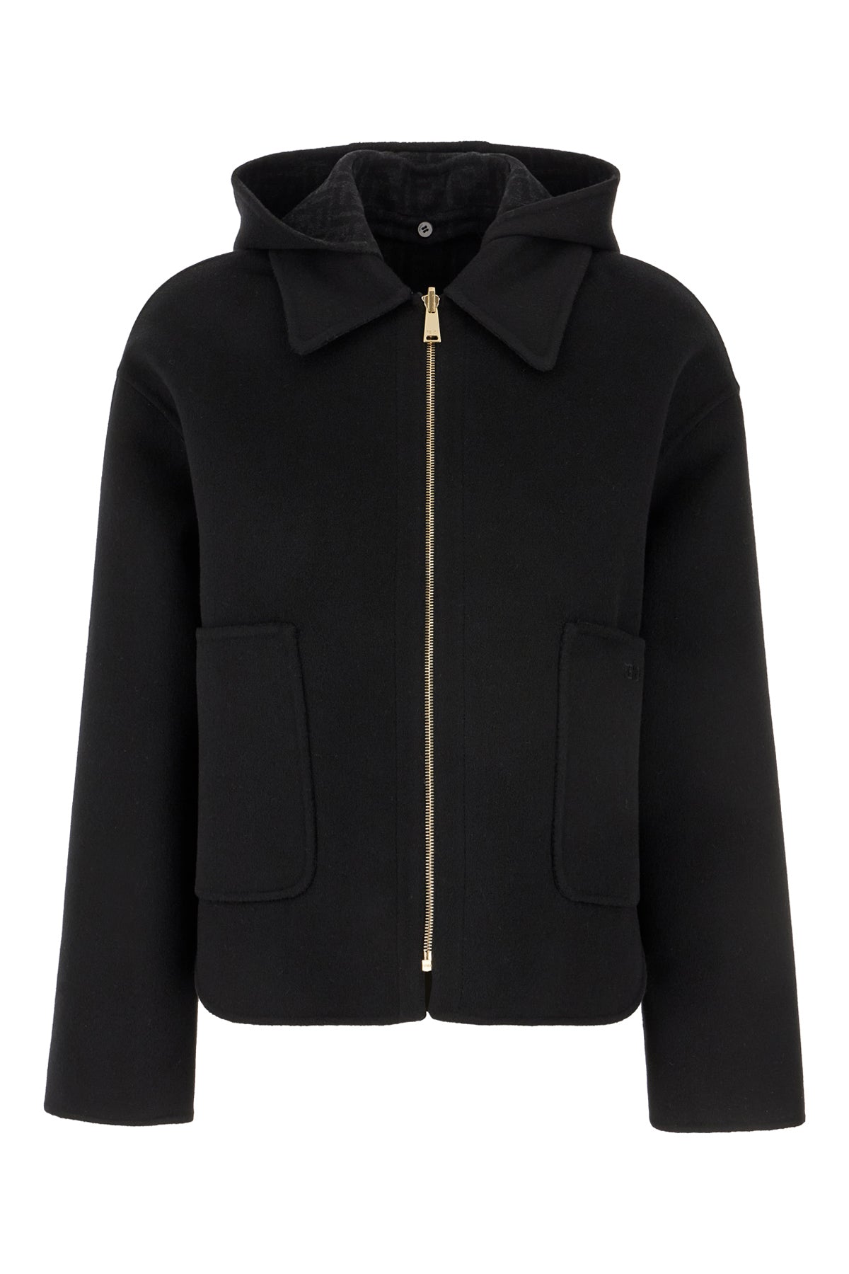 Fendi Cappotto reversibile in misto lana nera