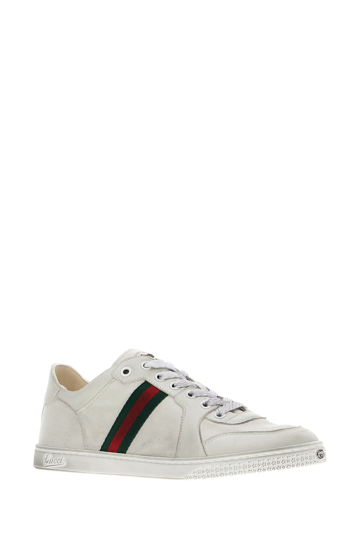 Gucci Sneakers Stretch in pelle bianca, view 2