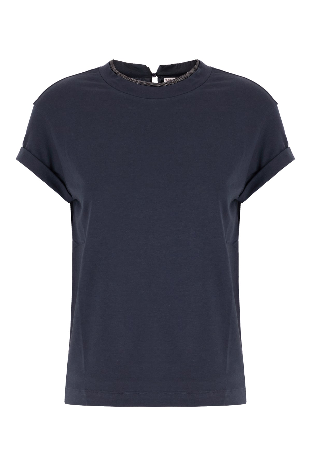 Brunello Cucinelli T-shirt in cotone stretch blu notte
