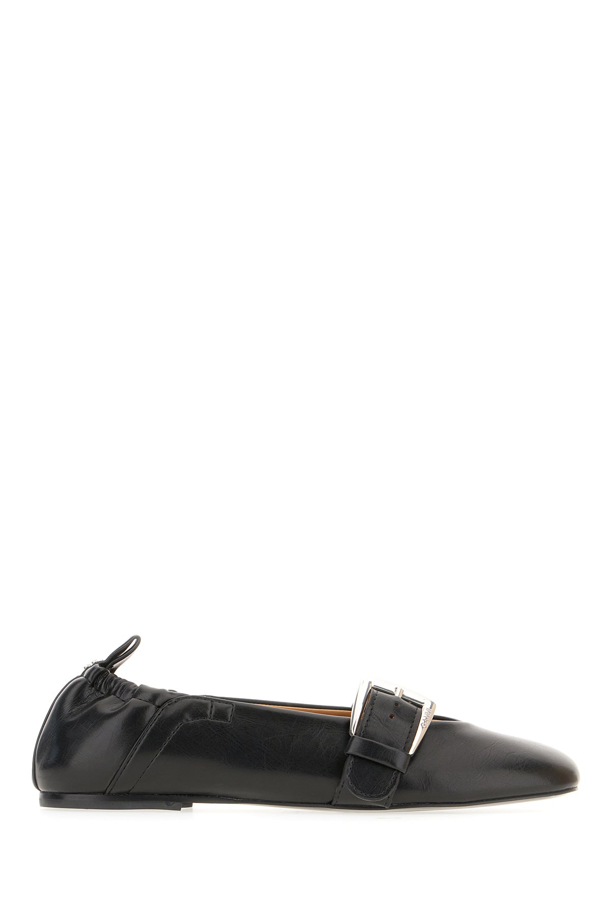 Ganni Ballerine Buckle Strap in simil pelle nera