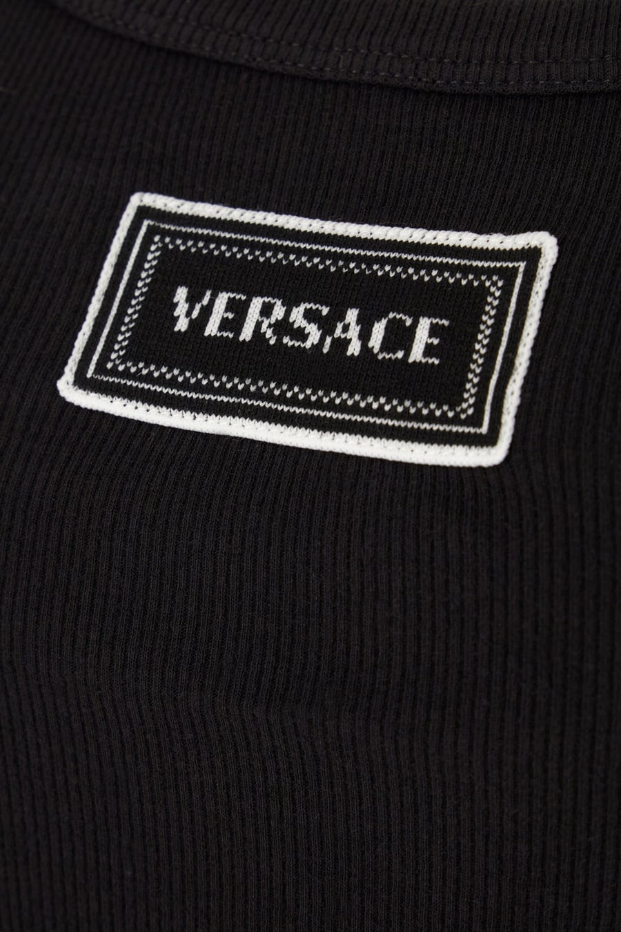 Versace Top in cotone stretch nero, view 3