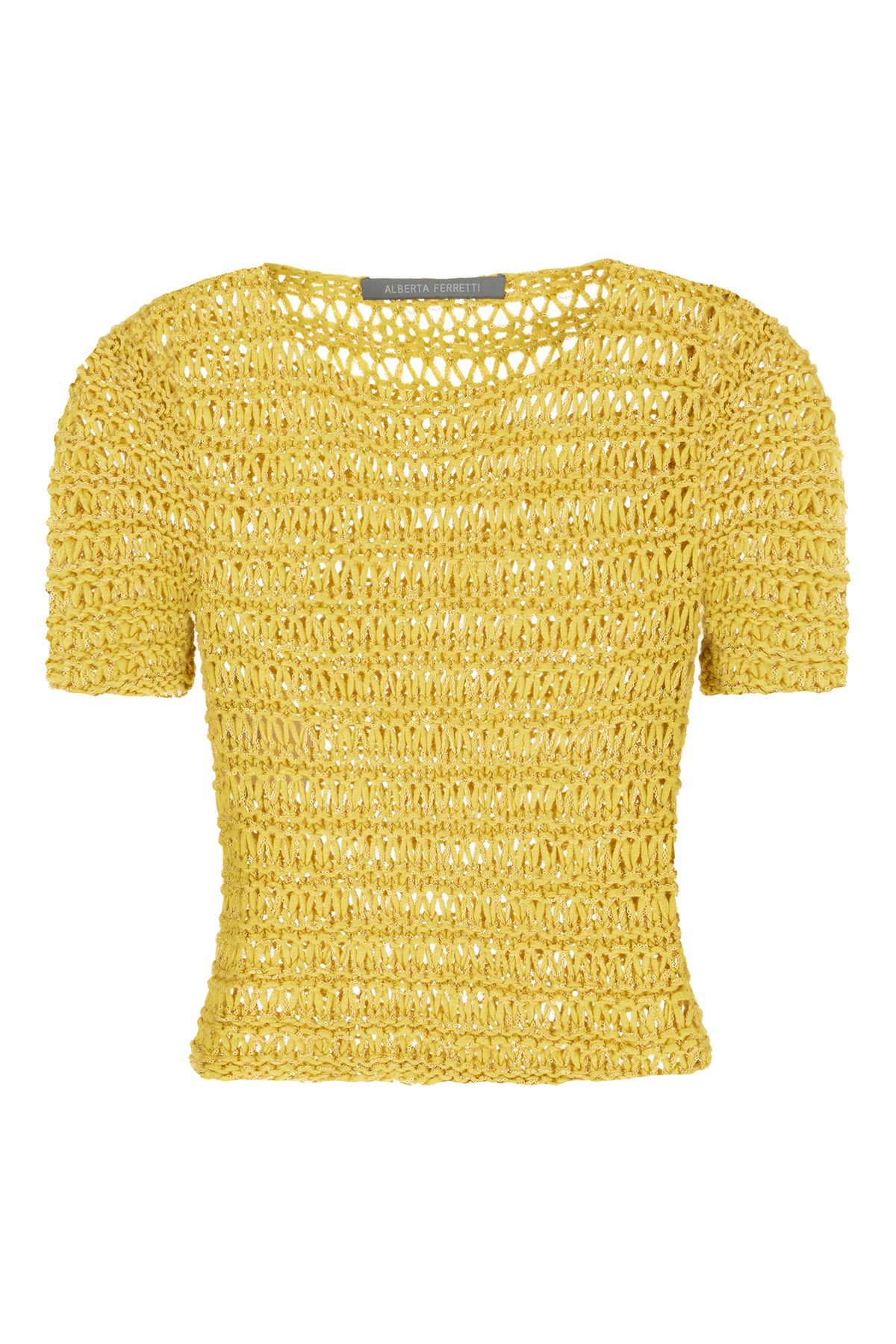 ALBERTA FERRETTI T-shirt in rete senape