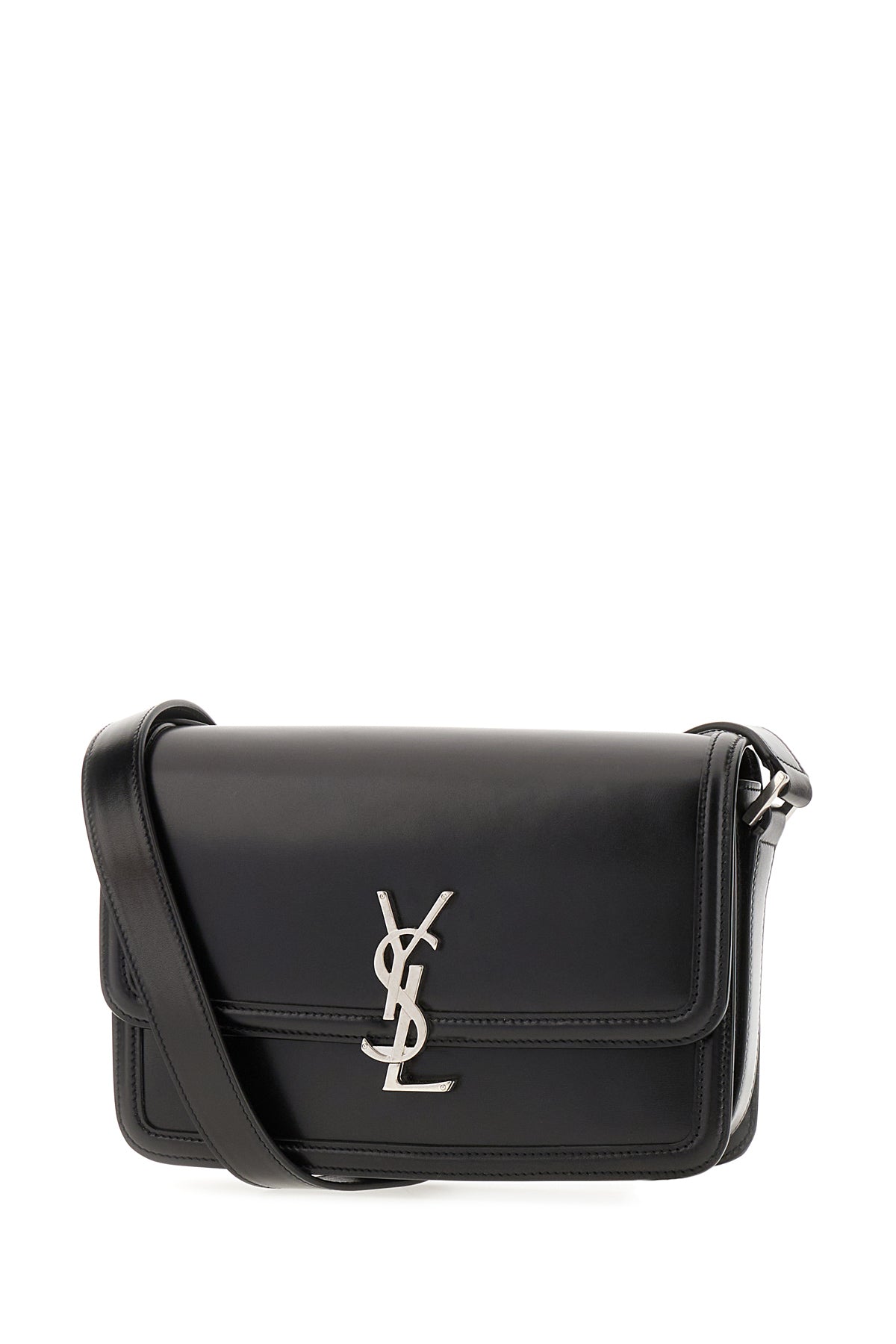 Saint Laurent Borsa a tracolla Solferino media in pelle nera, view 2