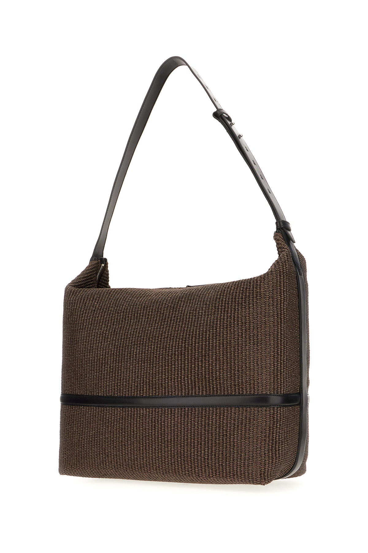 Dries Van Noten Borsa shopping in rafia cioccolato, view 2