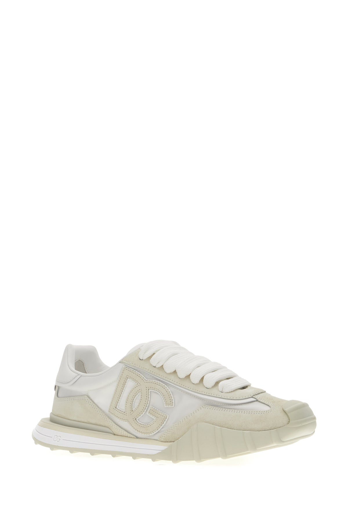 Dolce & Gabbana Sneakers DG Athletic bianche in pelle scamosciata e nylon, view 2