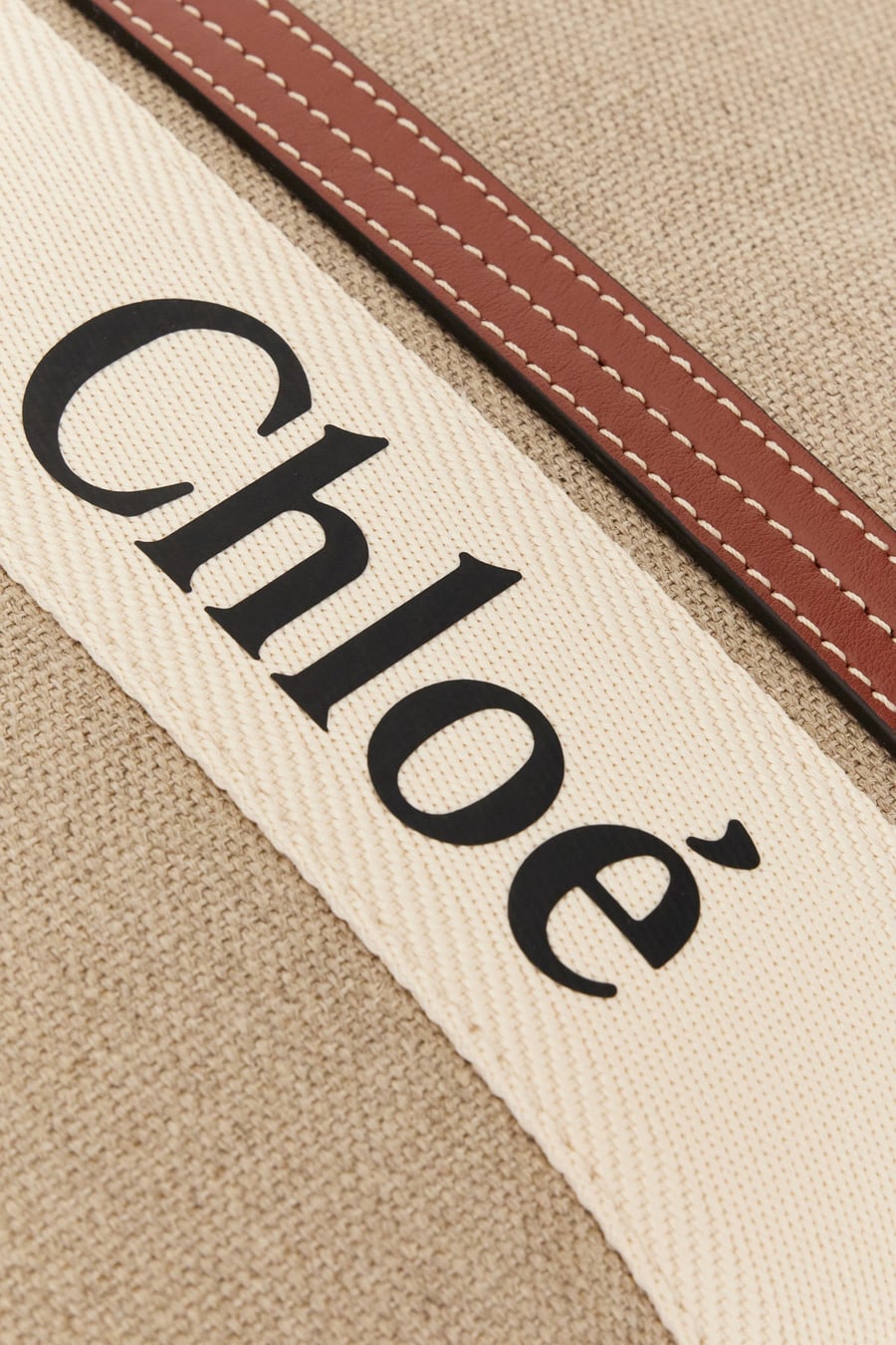 Chloé Borsa shopping Woody grande in lino cappuccino, view 4