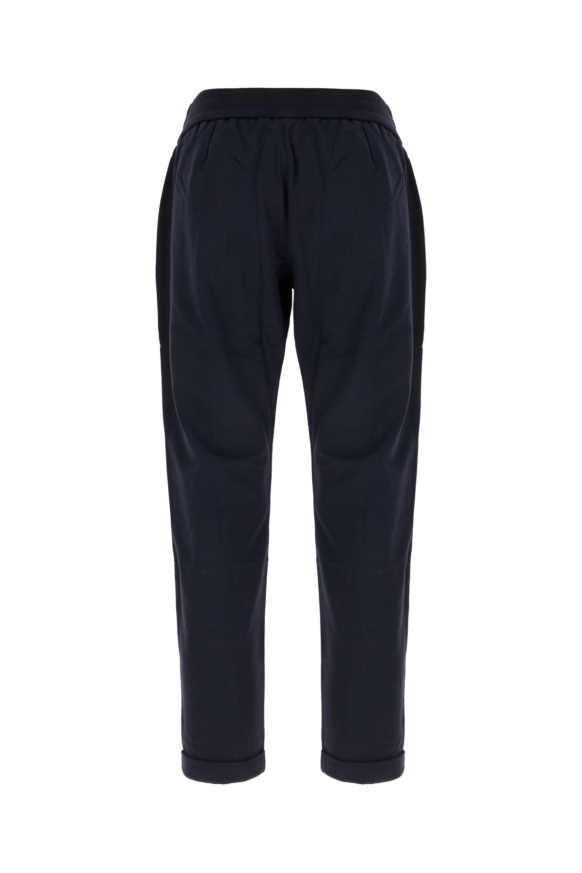 Brunello Cucinelli Pantalone in cotone stretch blu notte, view 2