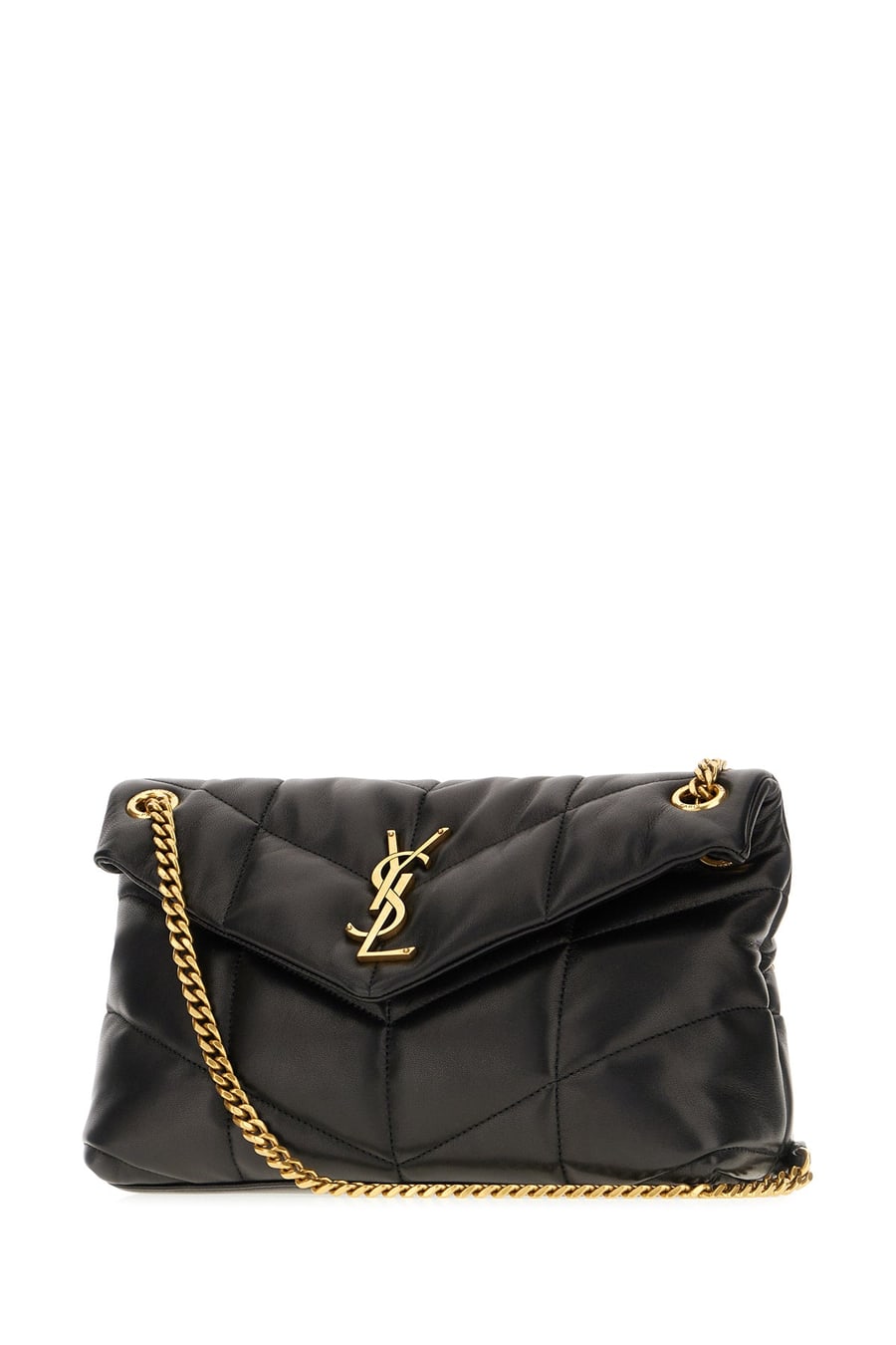 Saint Laurent Borsa a spalla Puffer piccola in nappa nera, view 2