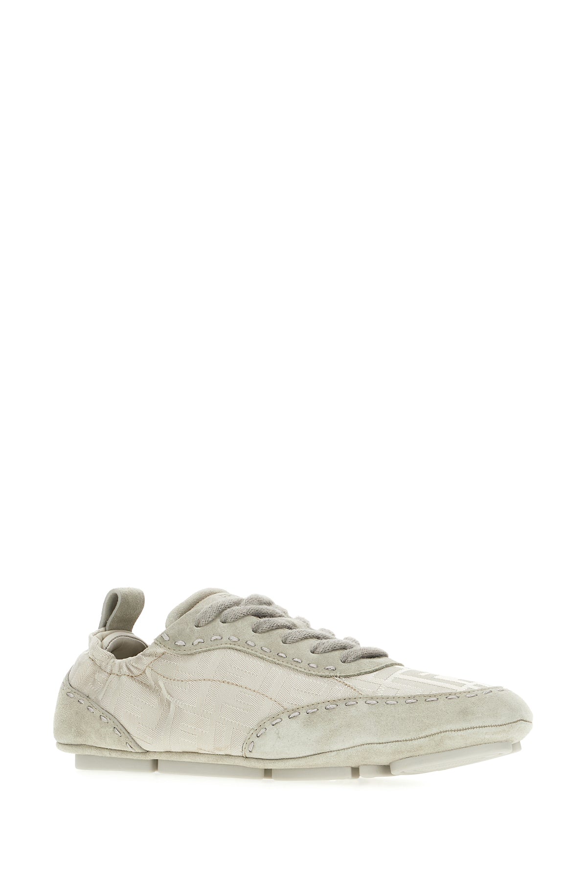 Fendi Sneakers Fit grigia in crosta e nylon, view 2