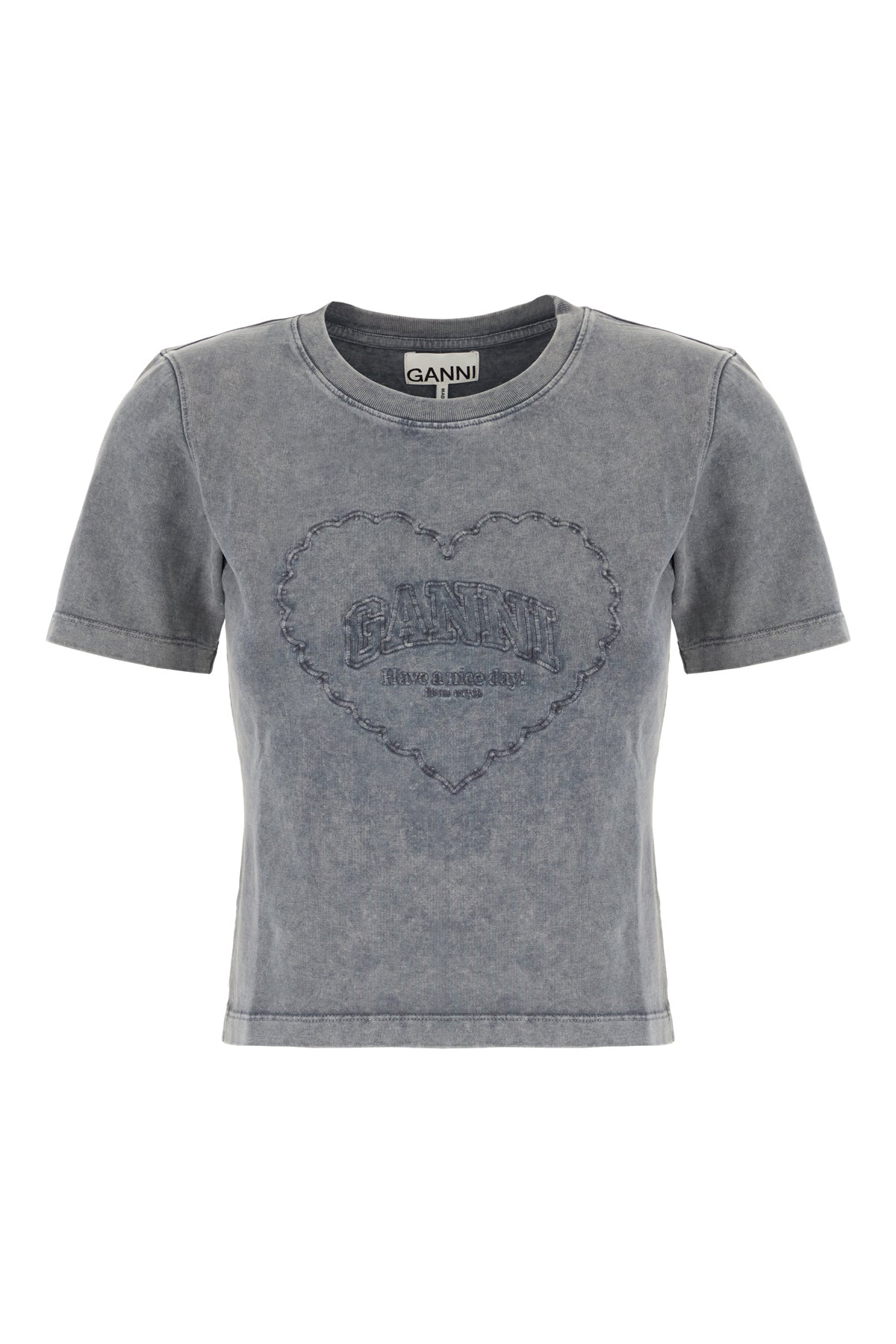 Ganni T-shirt in cotone grigio