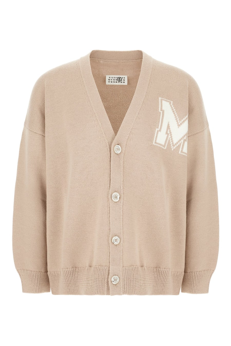 MM6 Cardigan beige in lana e acrilico