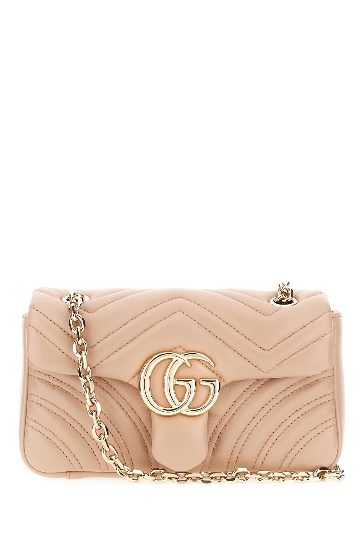 Gucci Borsa a spalla GG Marmont piccola in nappa rosa