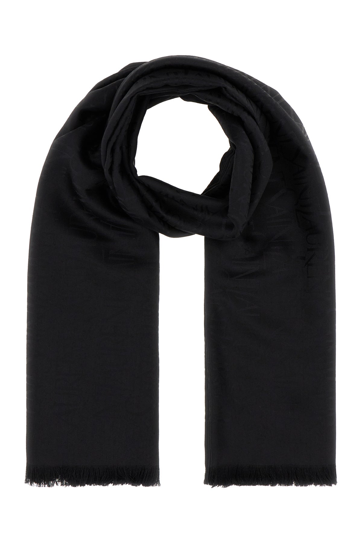 Saint Laurent Sciarpa in misto seta nera