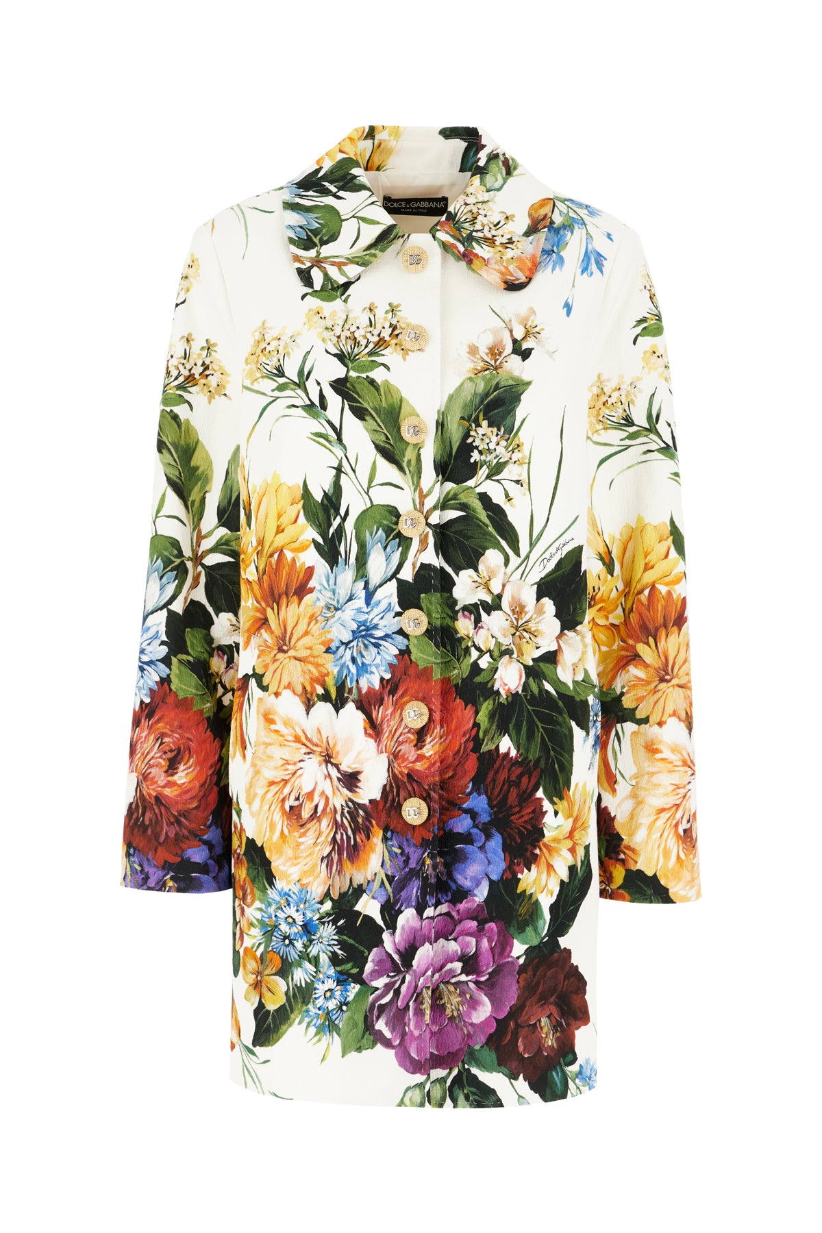Dolce & Gabbana Cappotto in misto cotone stretch ricamato