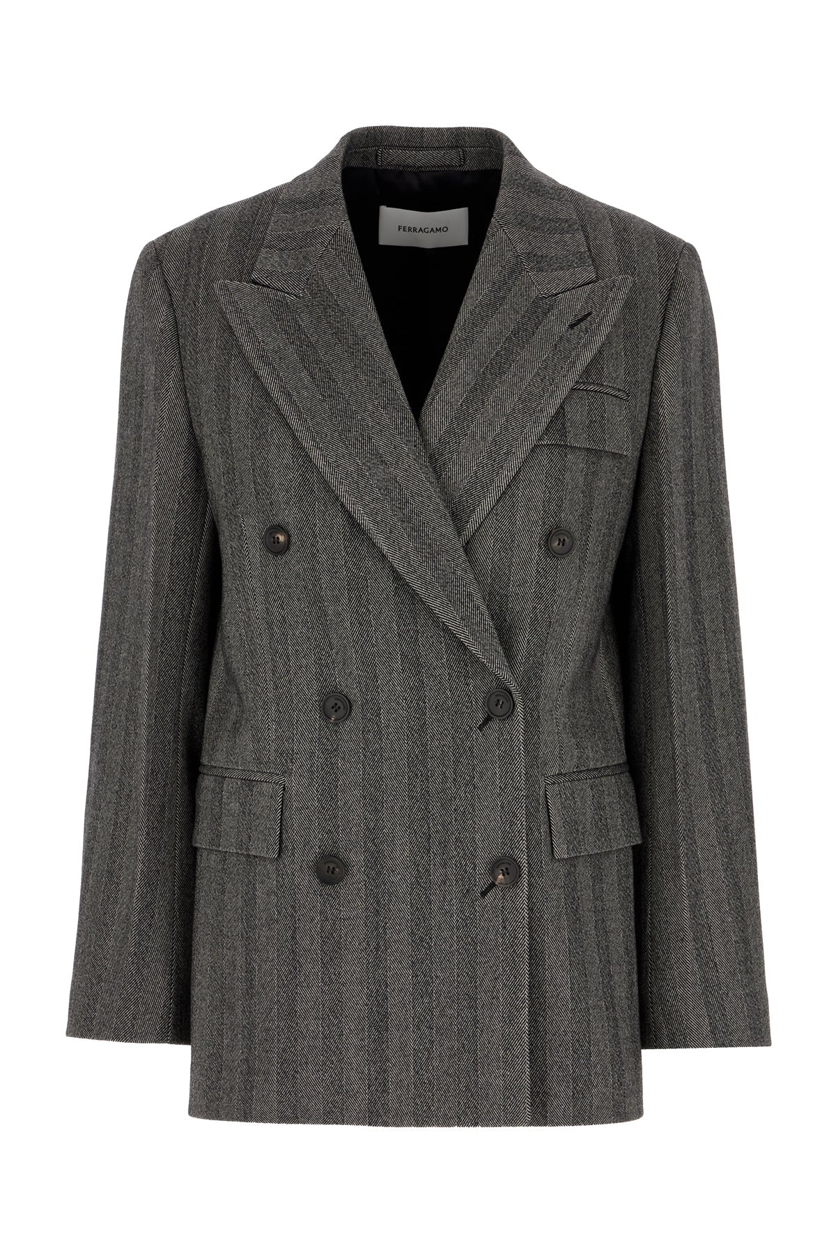 Ferragamo Giacca in misto lana stretch ricamata