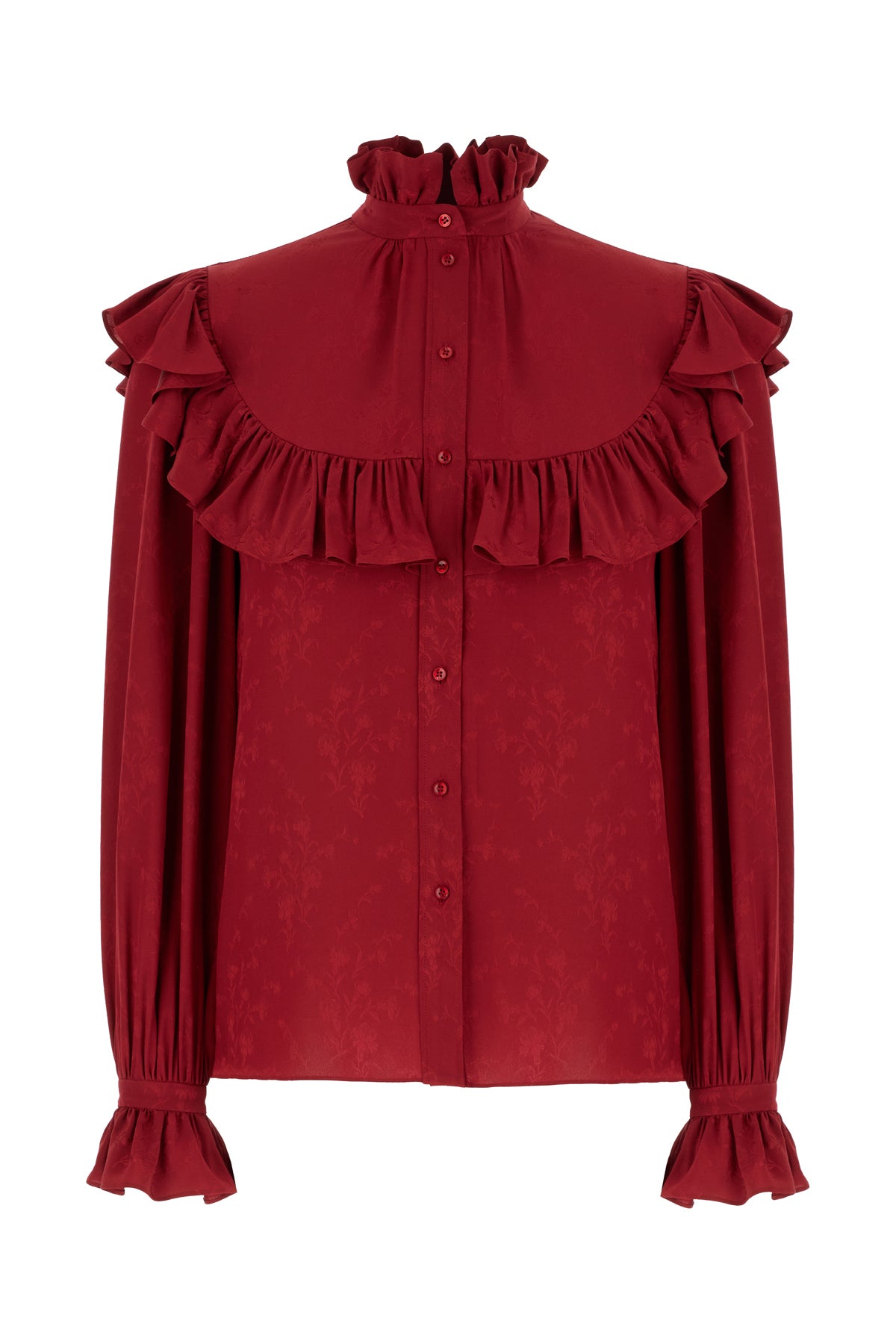 Saint Laurent Blusa in seta vinaccia