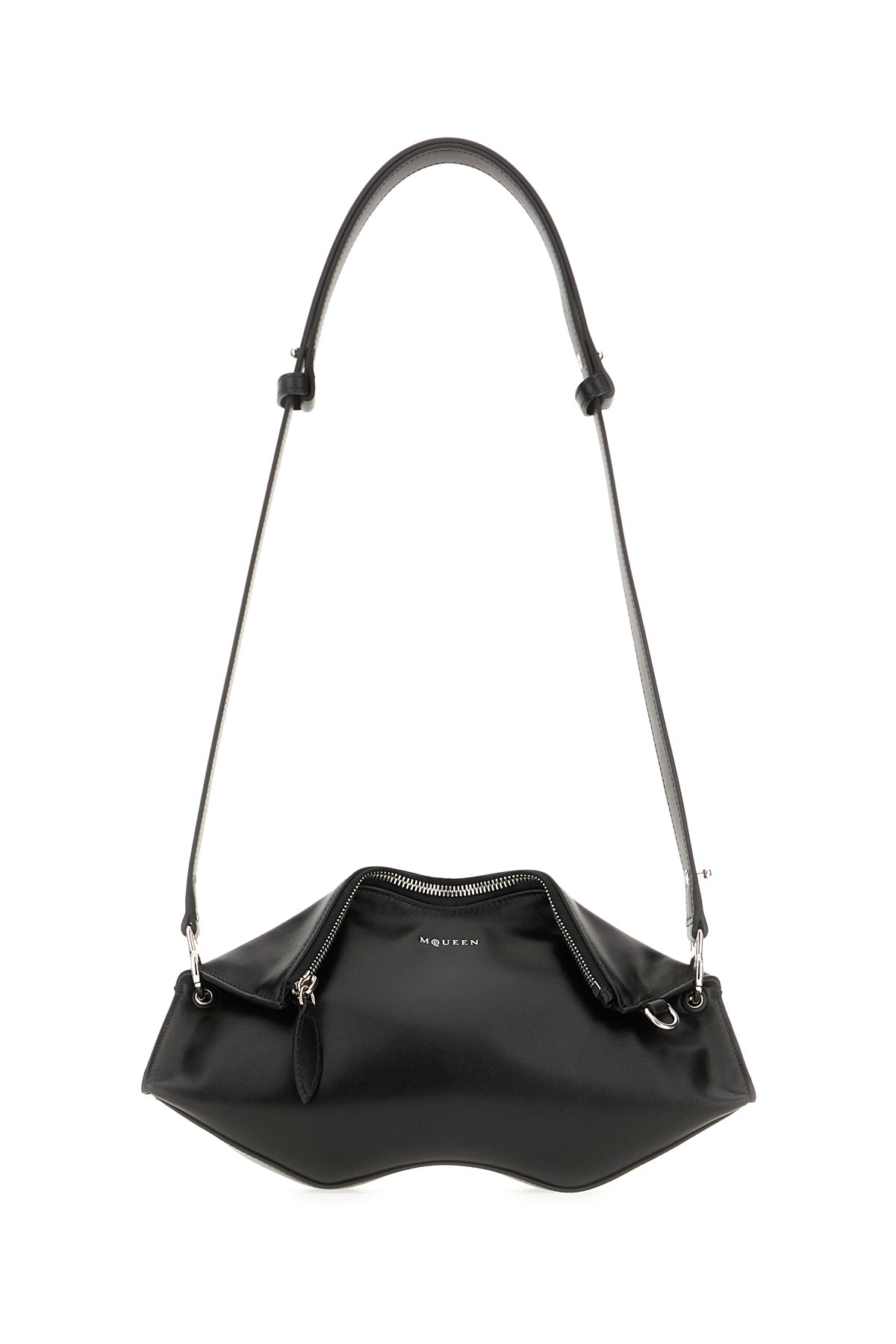 Alexander McQueen Borsa a spalla Manta in pelle nera
