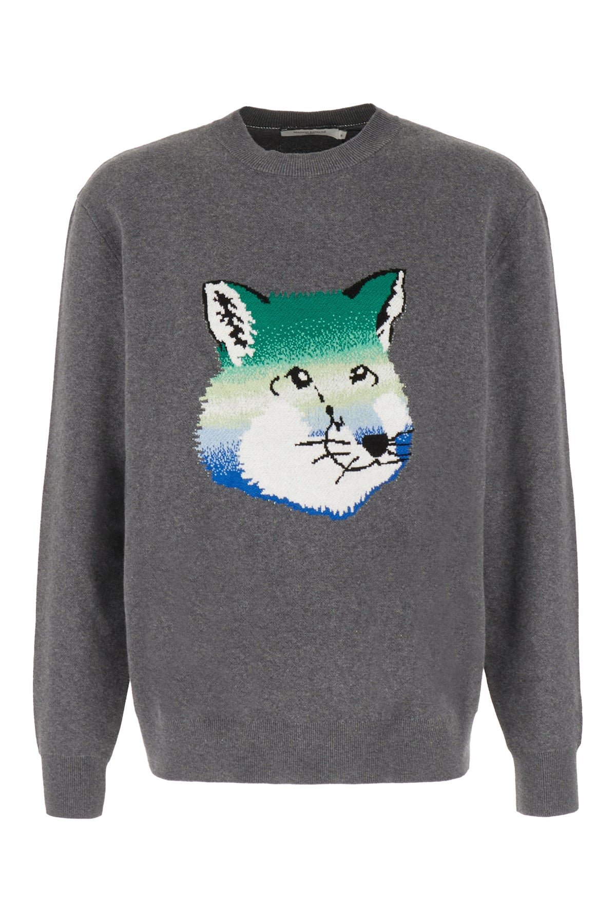MAISON KITSUNÈ Maglione in cotone grigio melangé
