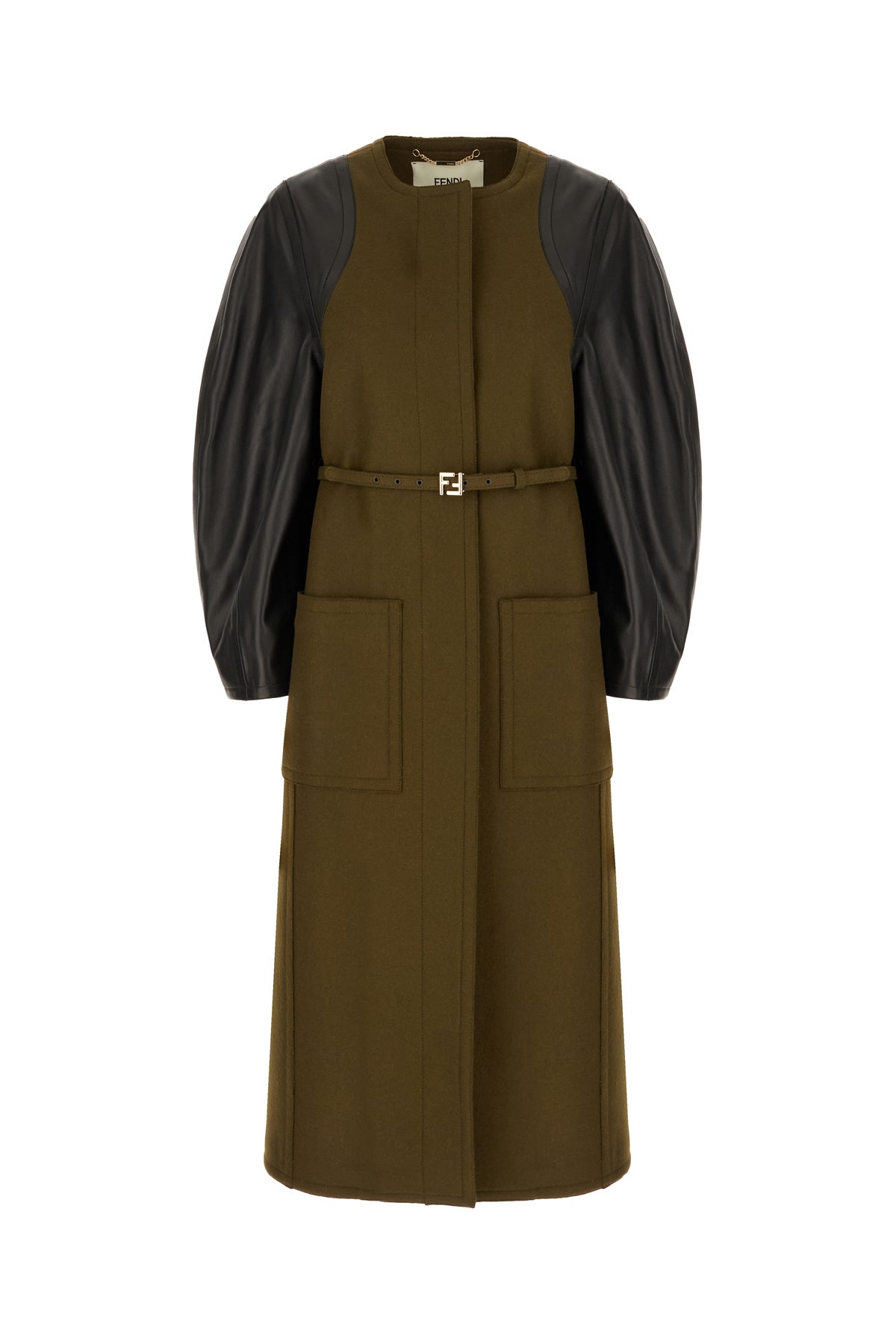 Fendi Cappotto in lana fango