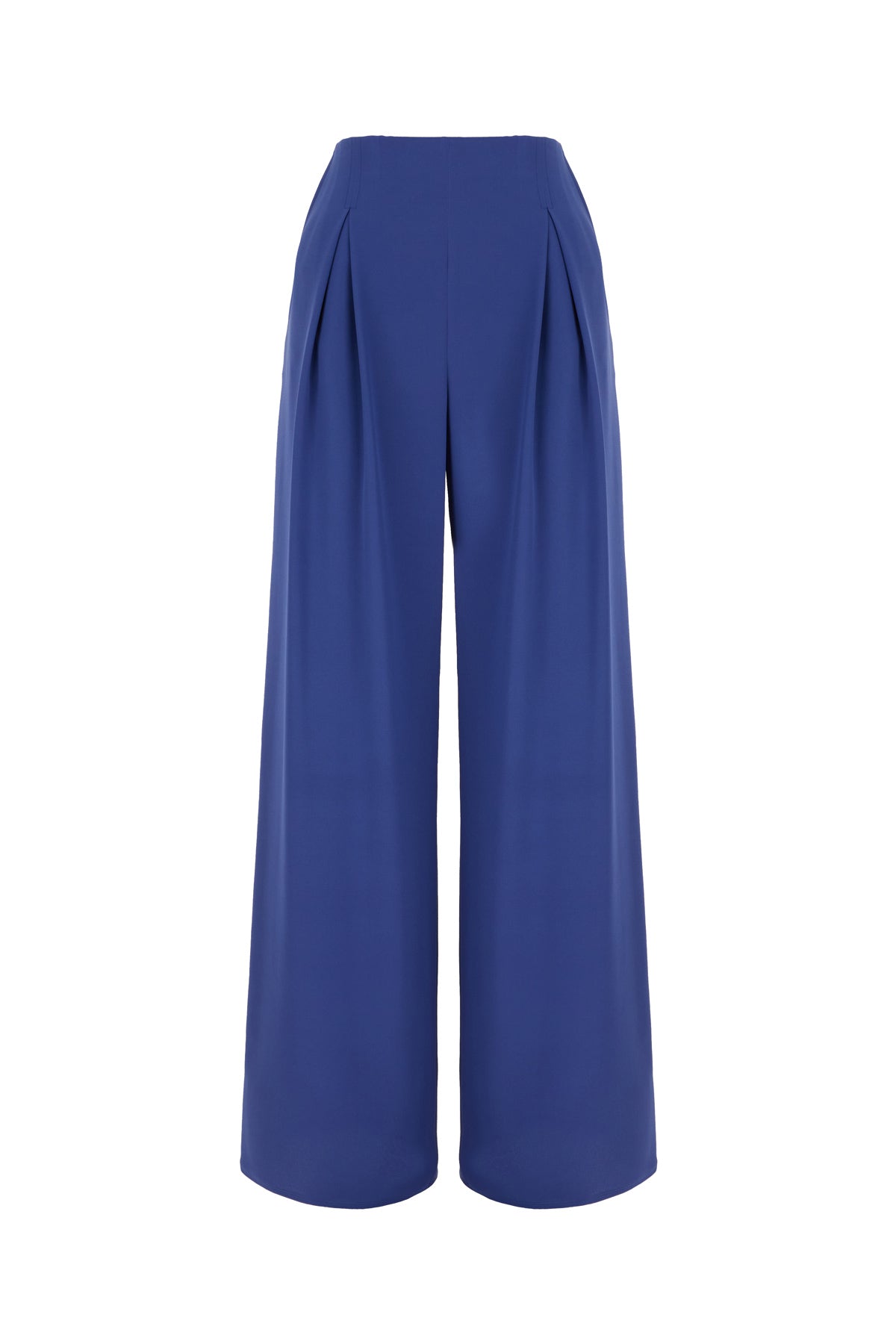 Max Mara Pantalone palazzo in raso stretch blu