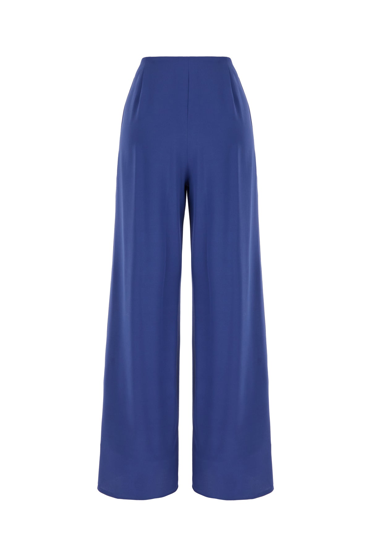 Max Mara Pantalone palazzo in raso stretch blu, view 2