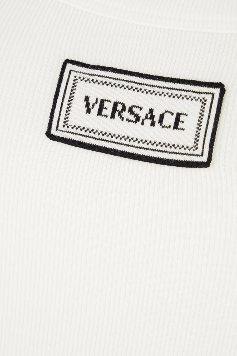 Versace Top in cotone stretch bianco, view 3