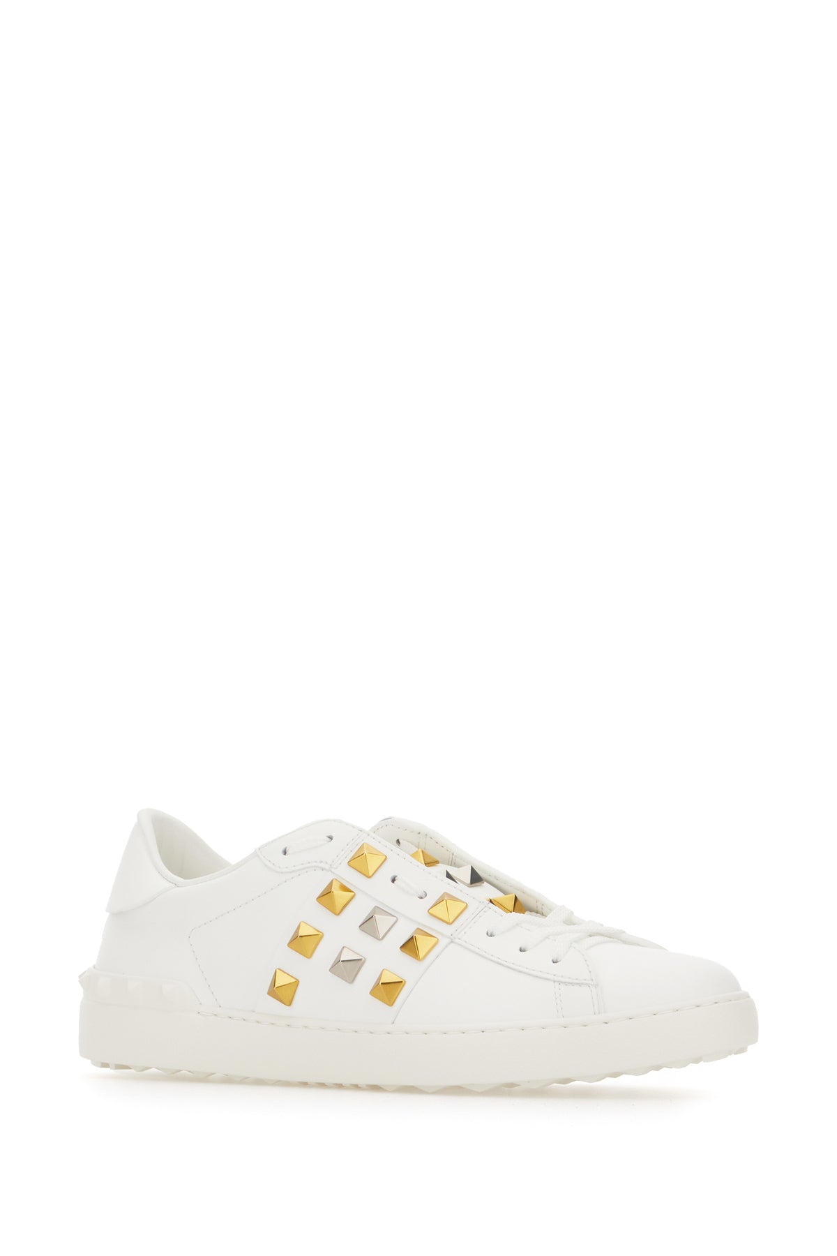 Valentino Garavani Sneakers Rockstud in pelle bianca, view 2