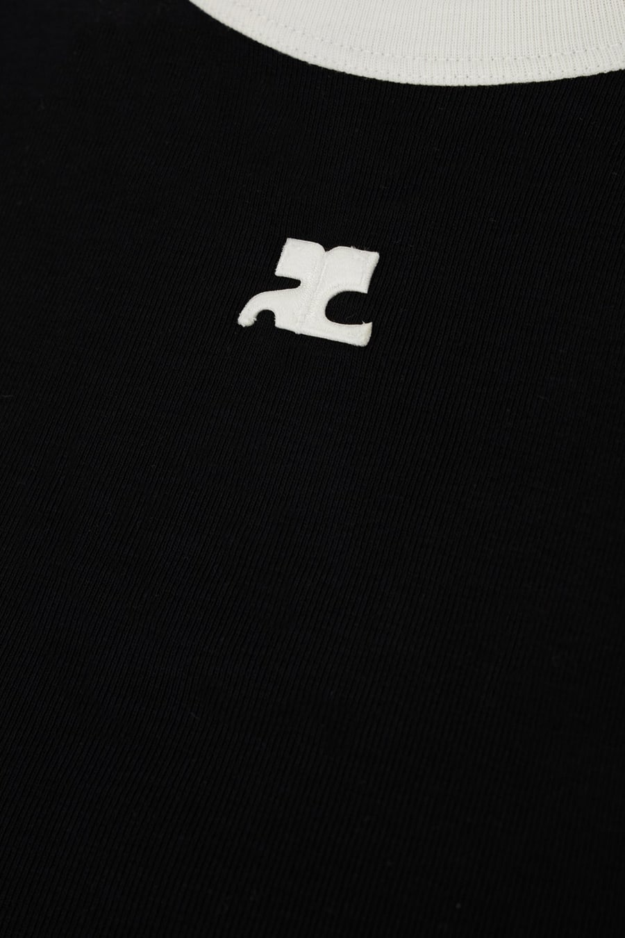 COURREGES T-shirt in cotone nero, view 3