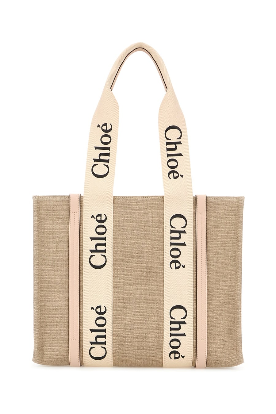 Chloé Borsa shopping Woody media in lino cappuccino
