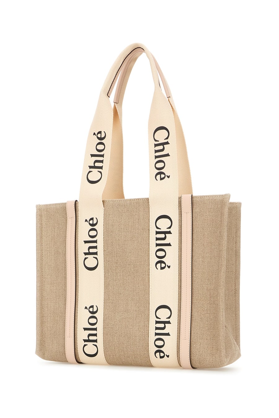 Chloé Borsa shopping Woody media in lino cappuccino, view 2