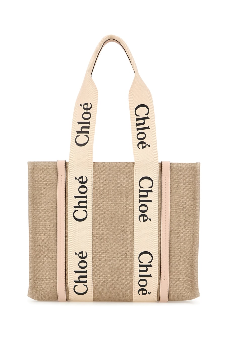 Chloé Borsa shopping Woody media in lino cappuccino, view 3