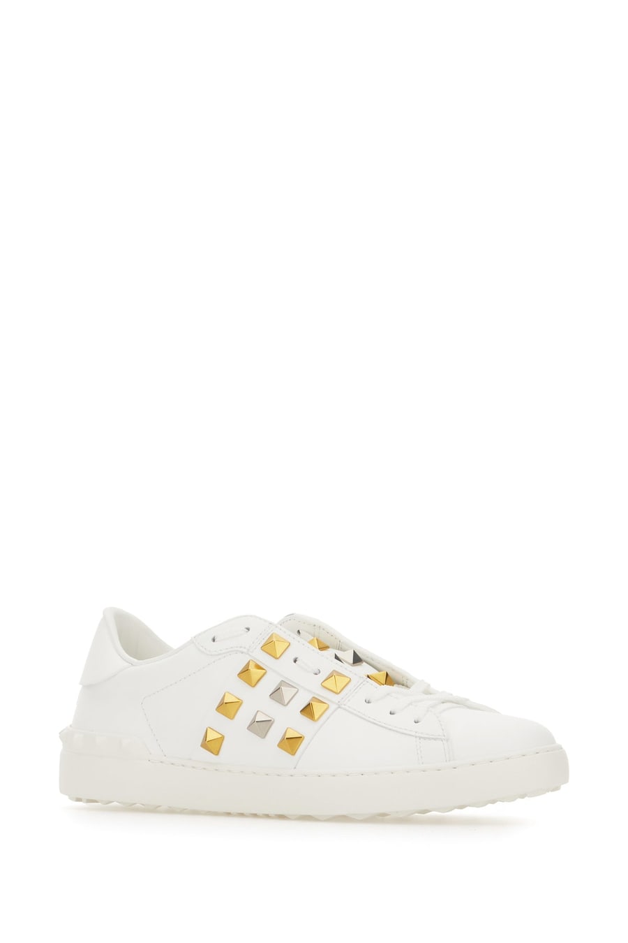 Valentino Garavani Sneakers Rockstud in pelle bianca, view 2