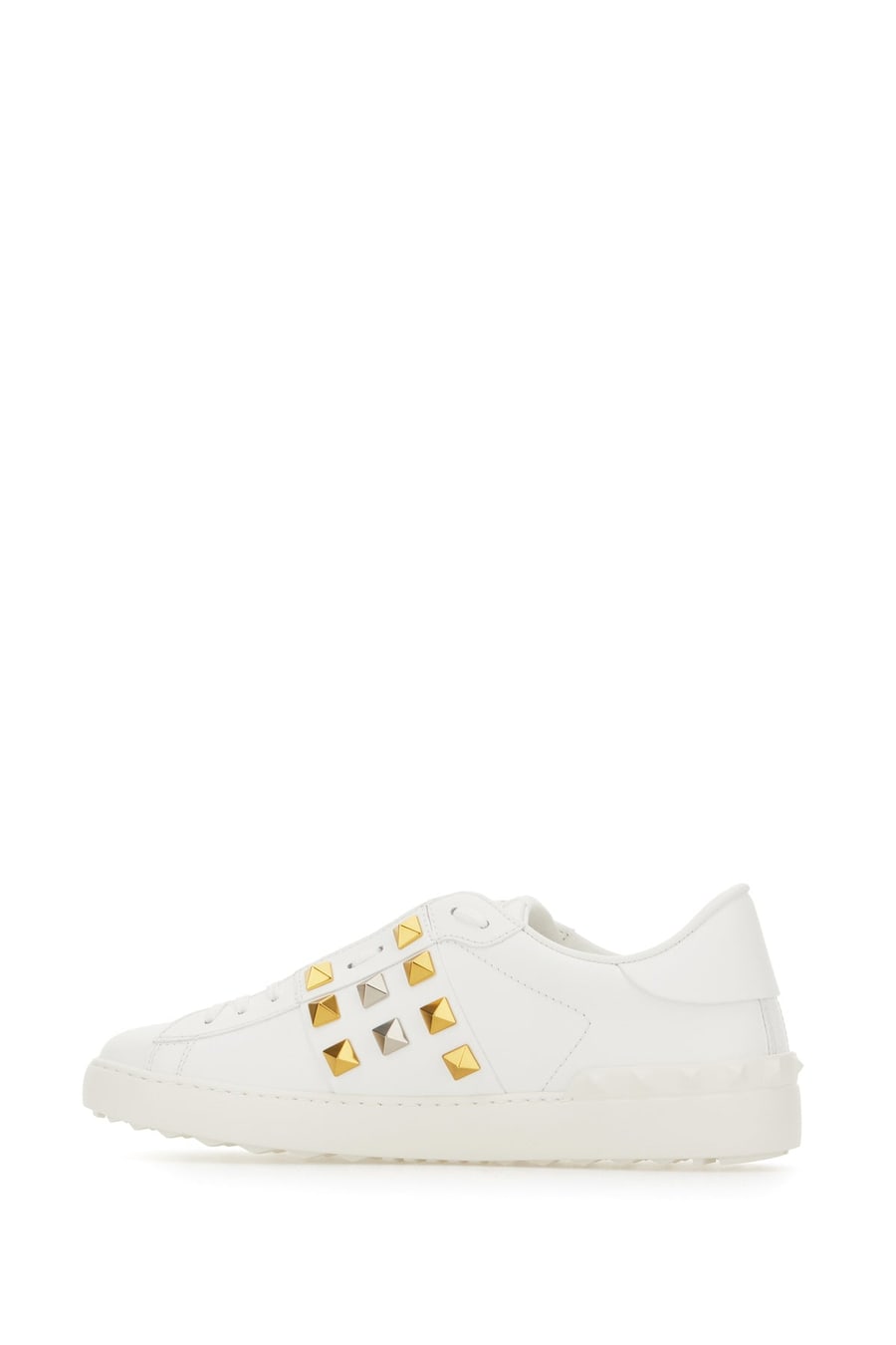 Valentino Garavani Sneakers Rockstud in pelle bianca, view 3