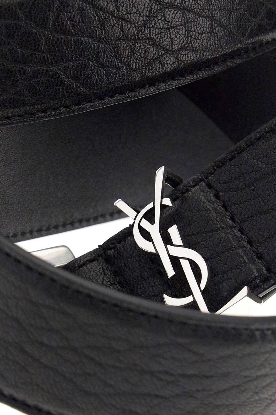 Saint Laurent Cintura in pelle nera, view 3