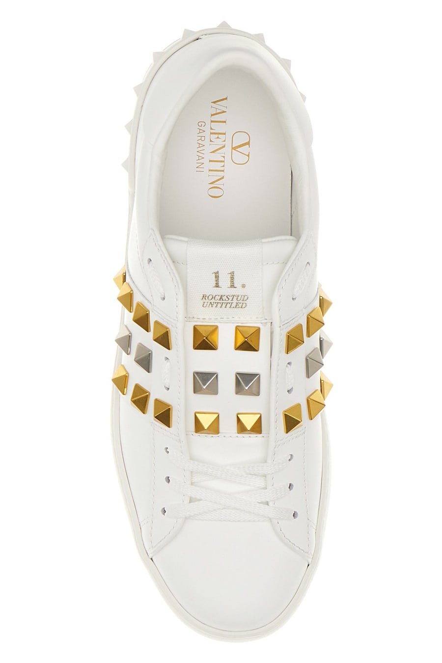 Valentino Garavani Sneakers Rockstud in pelle bianca, view 4