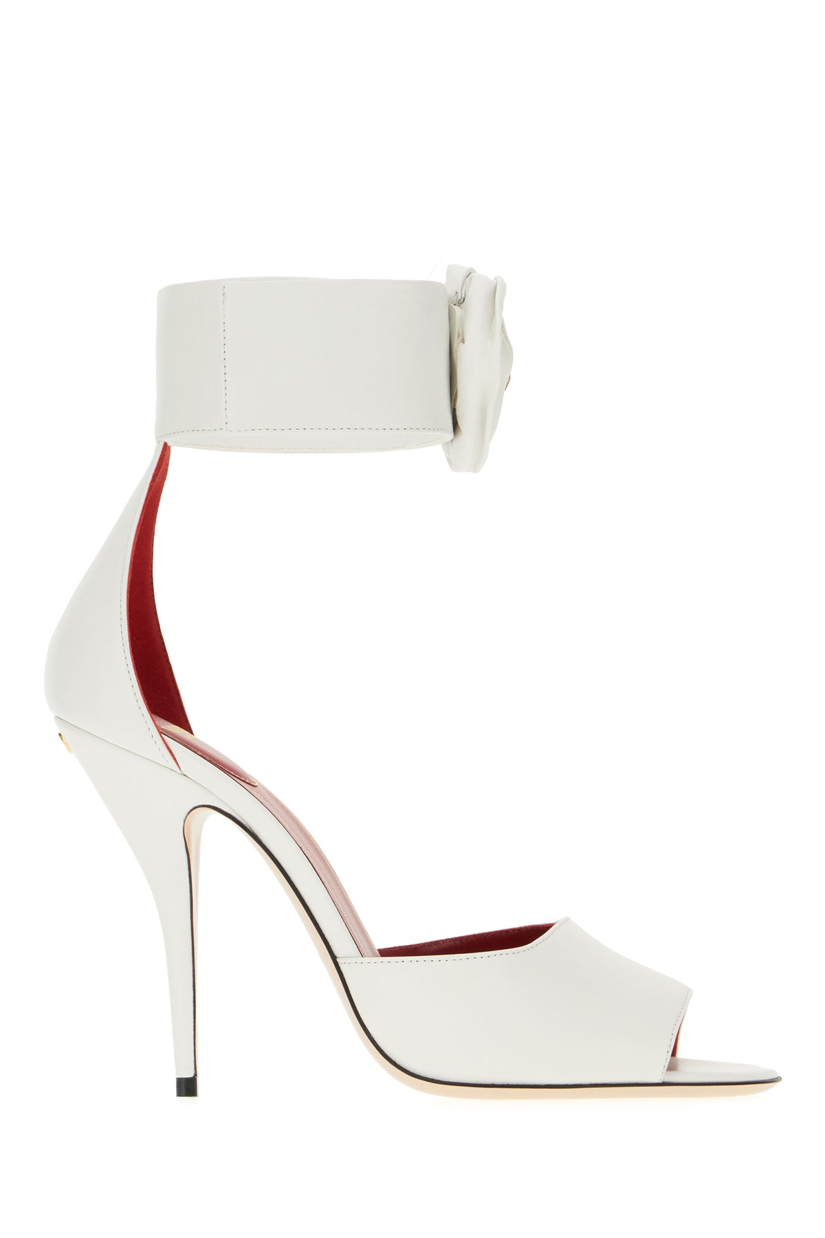 Valentino Garavani Sandali Drip Rose in pelle bianca
