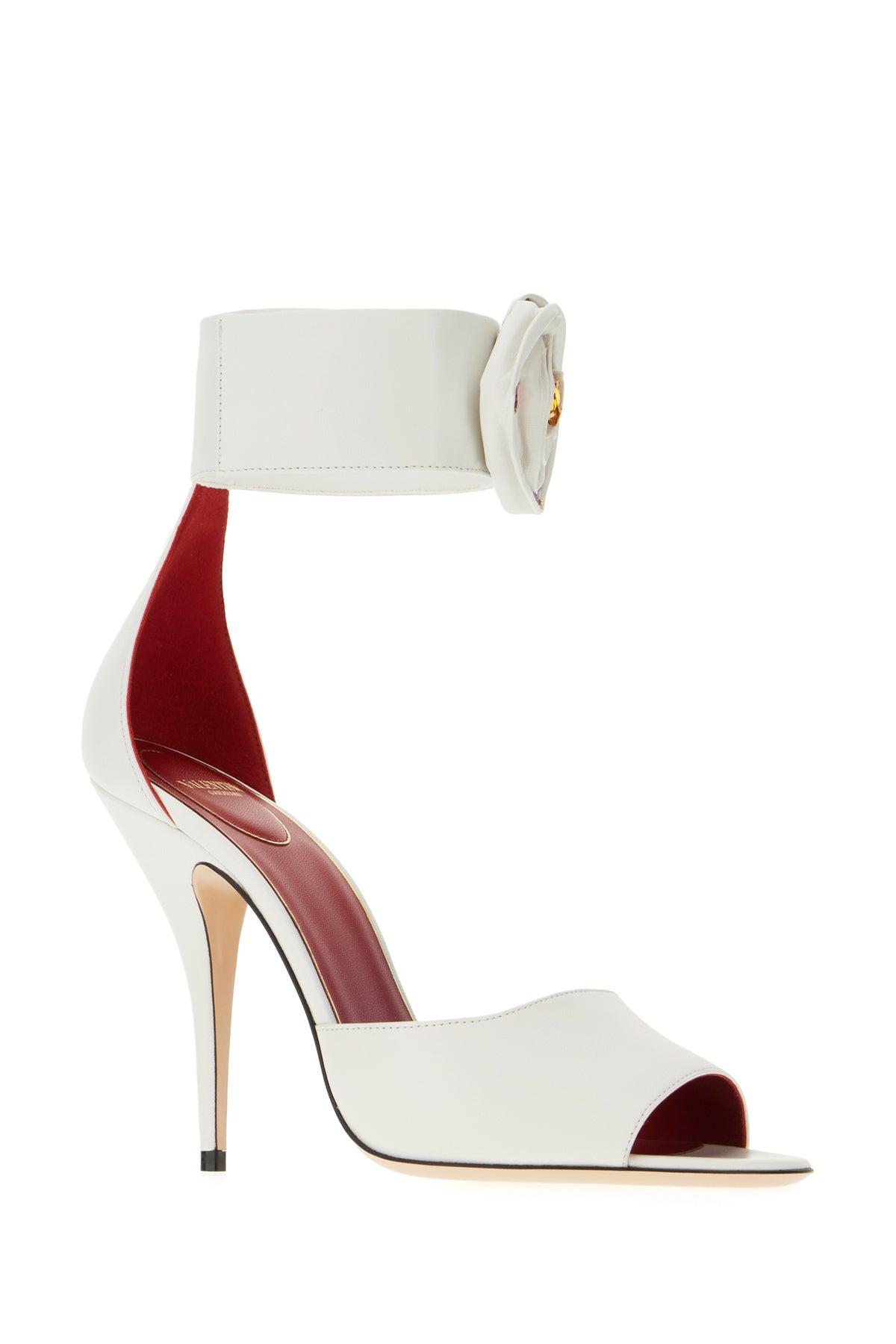 Valentino Garavani Sandali Drip Rose in pelle bianca, view 2