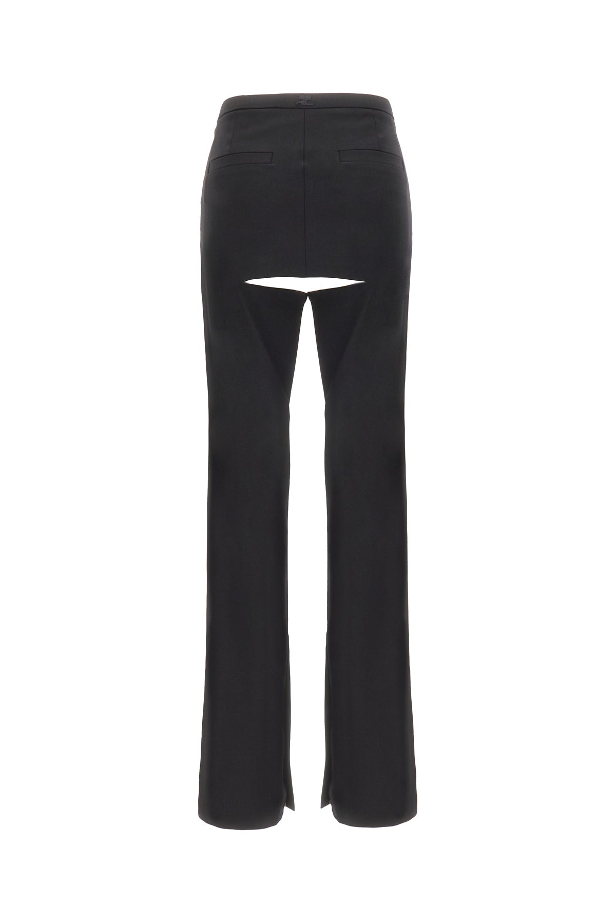 COURREGES Pantalone in lana stretch nera, view 2
