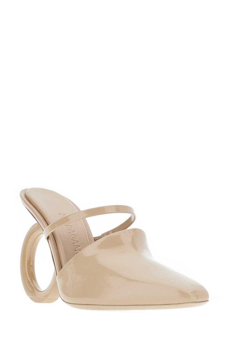 Ferragamo Sabot Elina in pelle rosa cipria, view 2