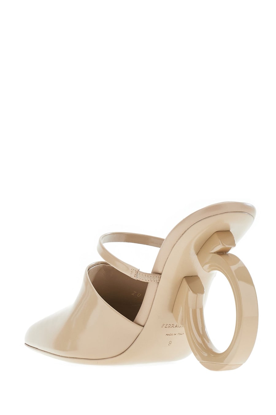 Ferragamo Sabot Elina in pelle rosa cipria, view 3