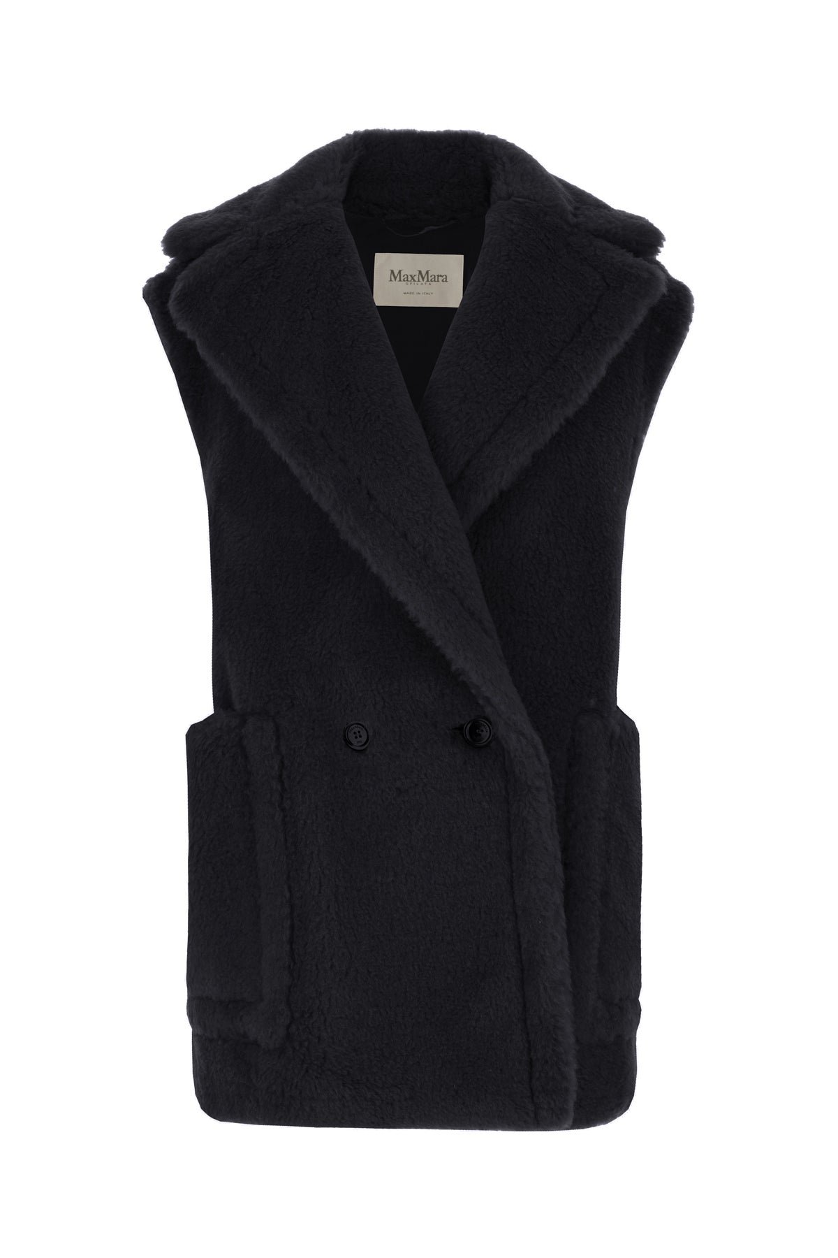 Max Mara Cappotto smanicato in misto alpaca nero
