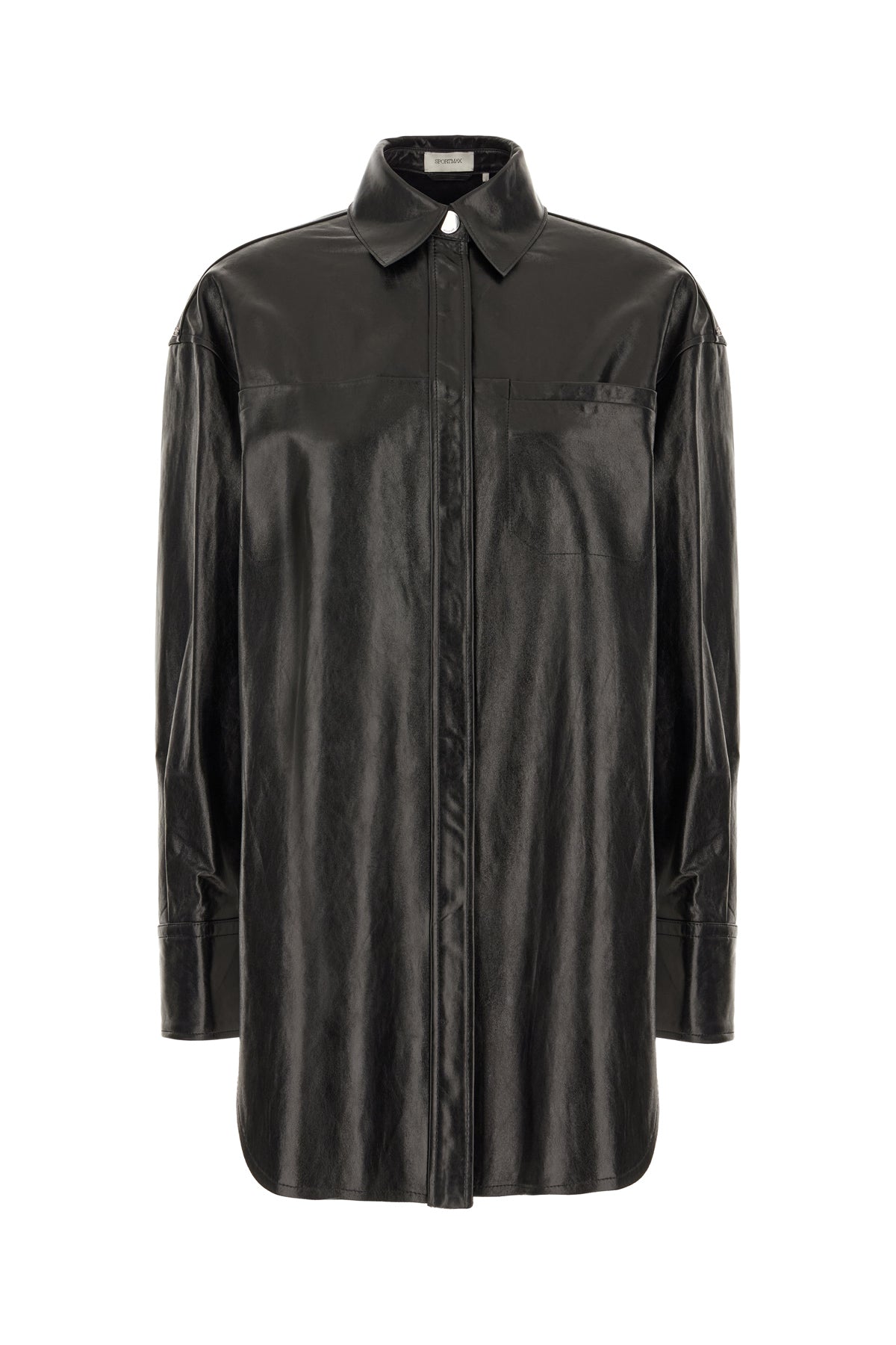 Sportmax Camicia oversize in pelle nera