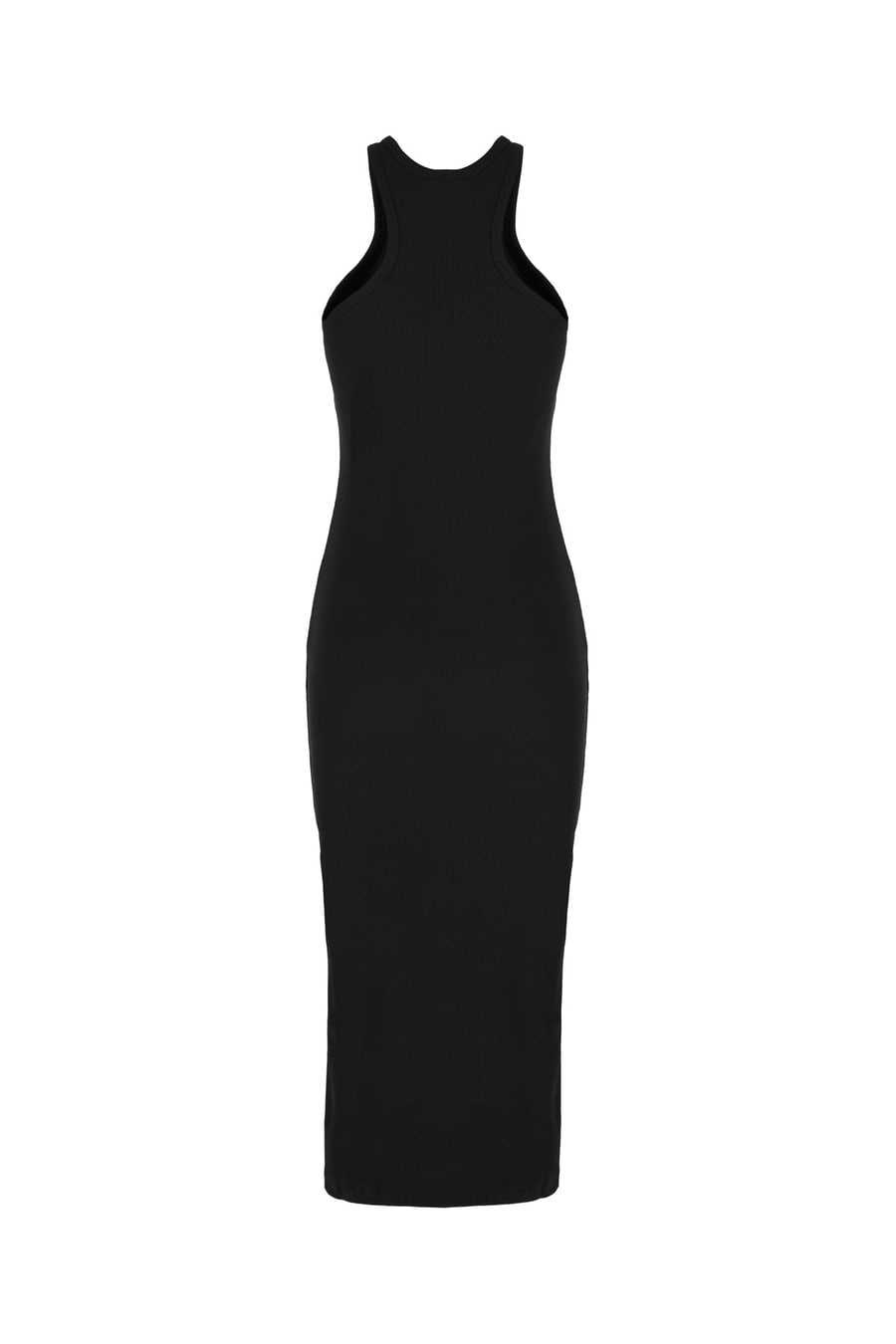 COURREGES Abito in cotone stretch nero, view 2