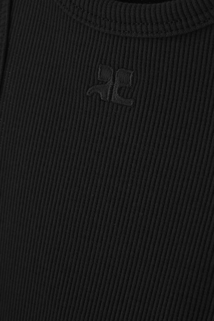 COURREGES Abito in cotone stretch nero, view 3