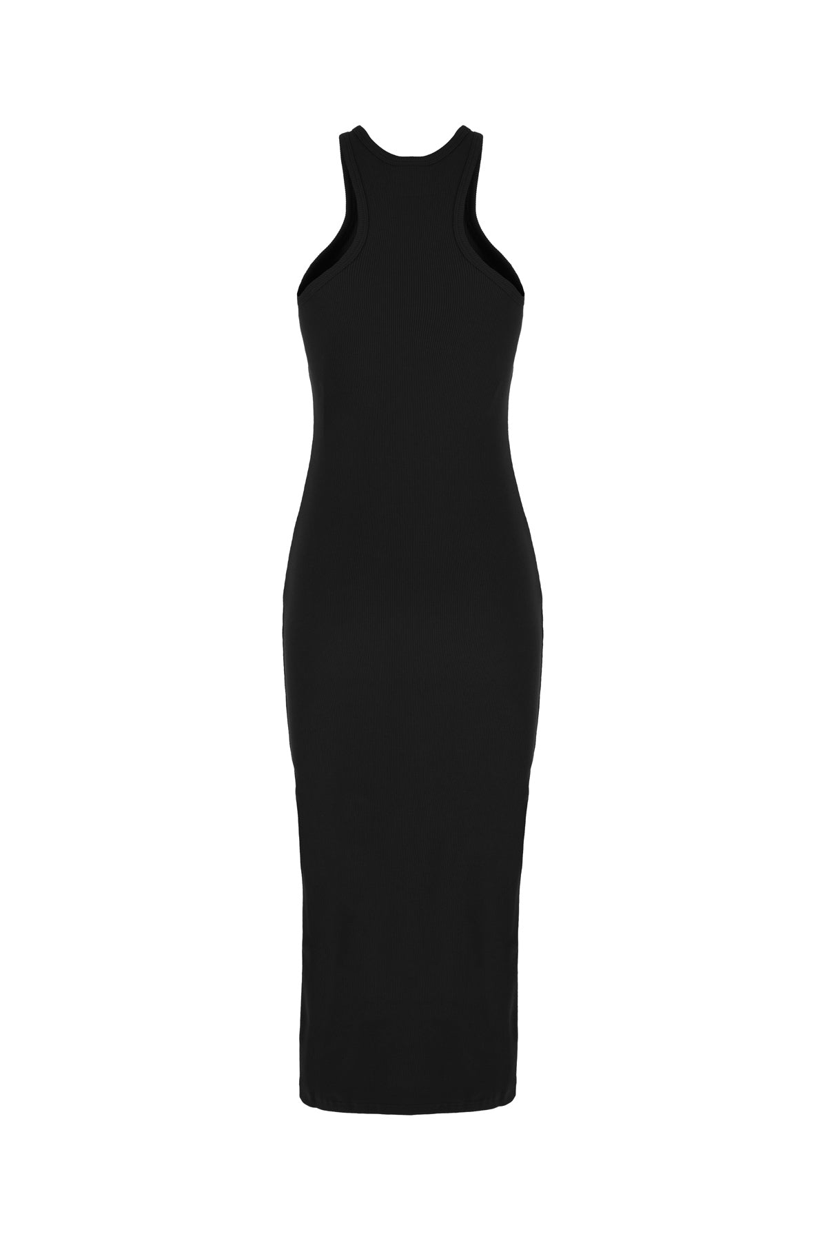 COURREGES Abito in cotone stretch nero, view 2