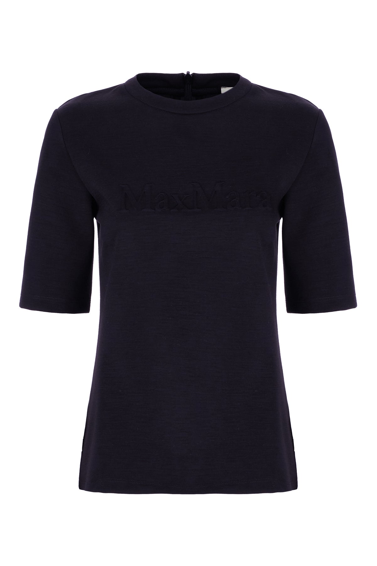 Max Mara T-shirt in lana blu notte