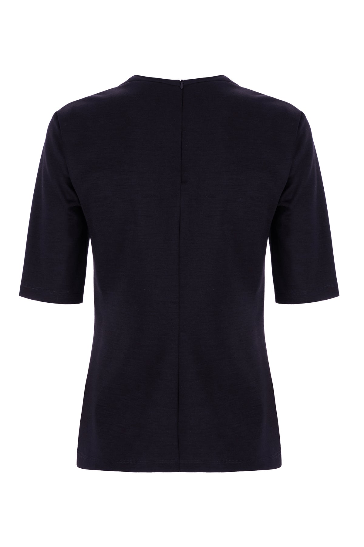 Max Mara T-shirt in lana blu notte, view 2