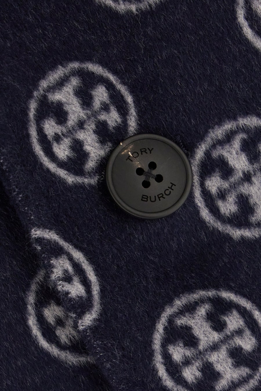 Tory Burch Cappotto reversibile in misto lana blu navy, view 3