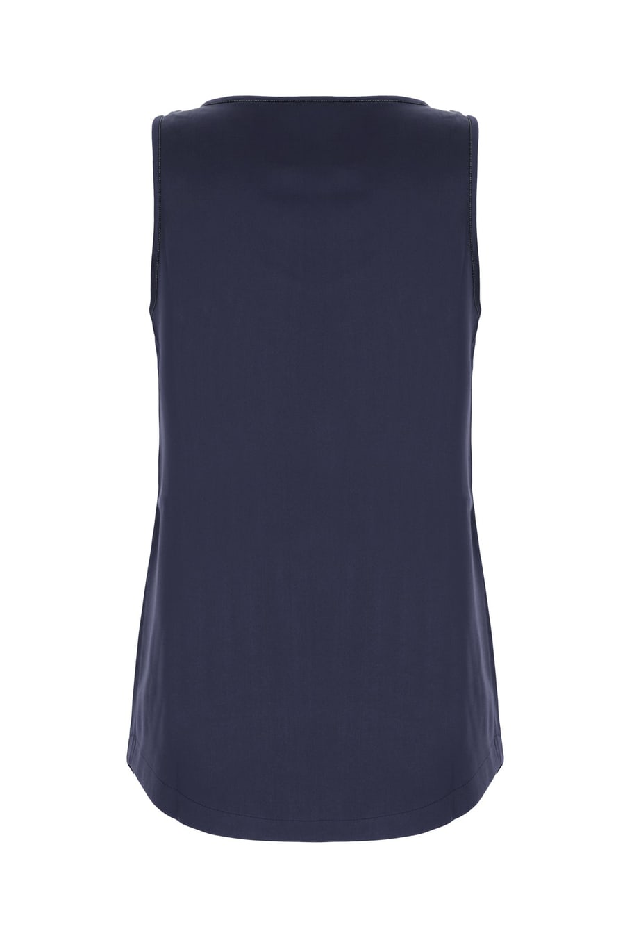 Brunello Cucinelli Top in seta stretch blu navy, view 2